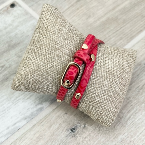 Stella & Dot Hudson Red Leather Double Wrap - Picture 3 of 6